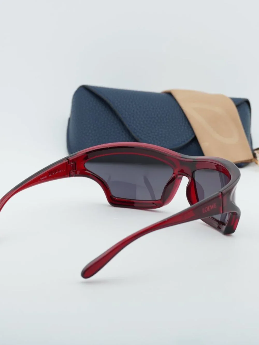Loewe LW40143U 66A Rectangle Sunglasses - Shiny Red / Grey